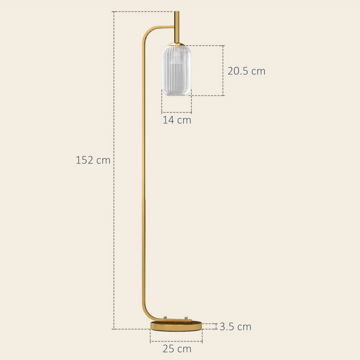 Zizi Gold Tone LED Floor Lamp with Textured Glass Shade – image 4