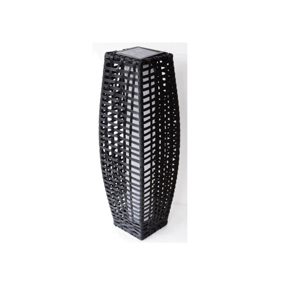 69 CM Rattan Effect Solar Garden Lamp - Grey Oval - Grey