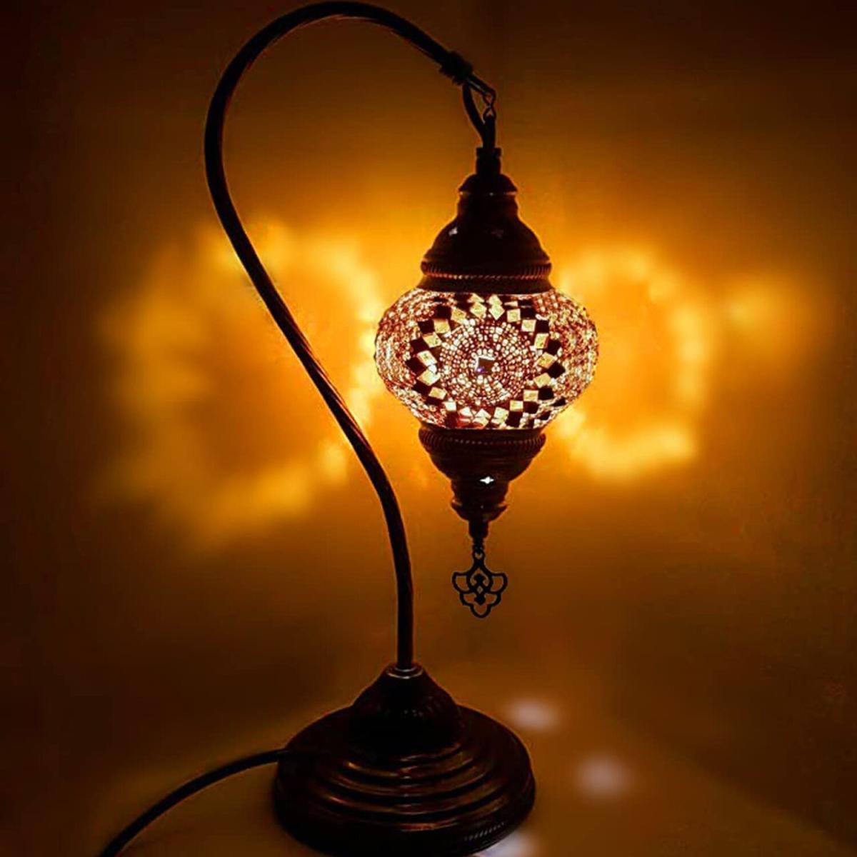 Turkish Moroccan Table Desk Lamp Mosaic Glass CE - Style -7 - Gold – image 1