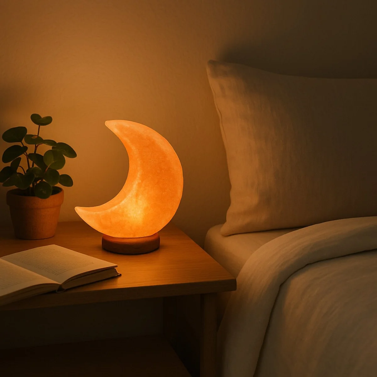 Nepal Crescent Moon Pink Natural Salt Lamp – image 2