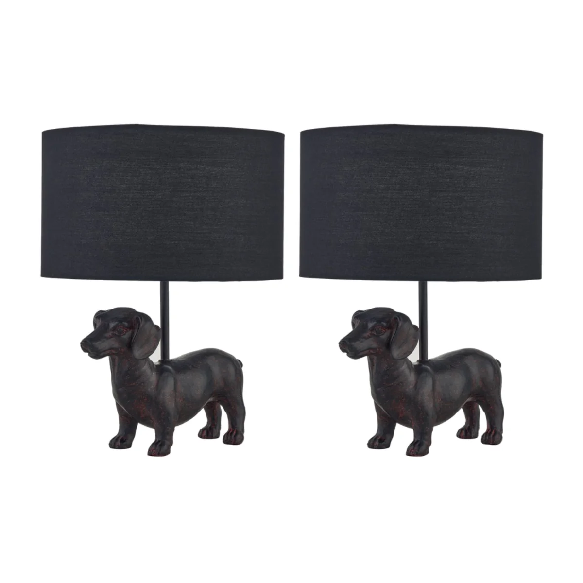Set Of 2 Ronnie Table Lamp With Shades - Black Resin And Black Cotton – image 1