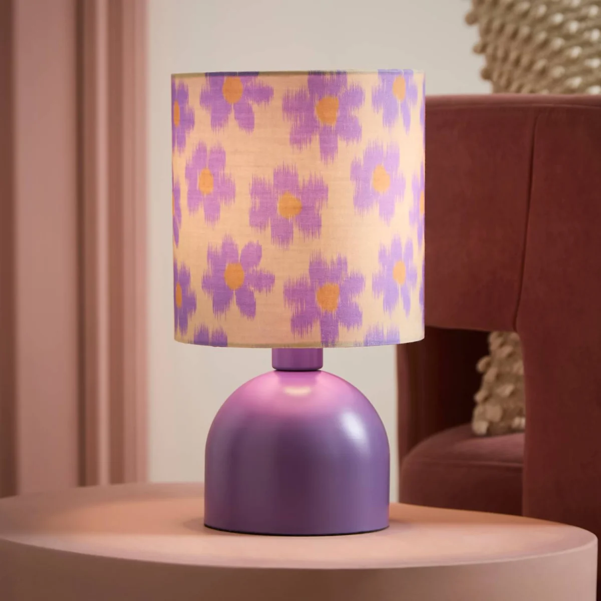 Miley Purple Floral Print Table Lamp Drum Shade - Purple – image 2