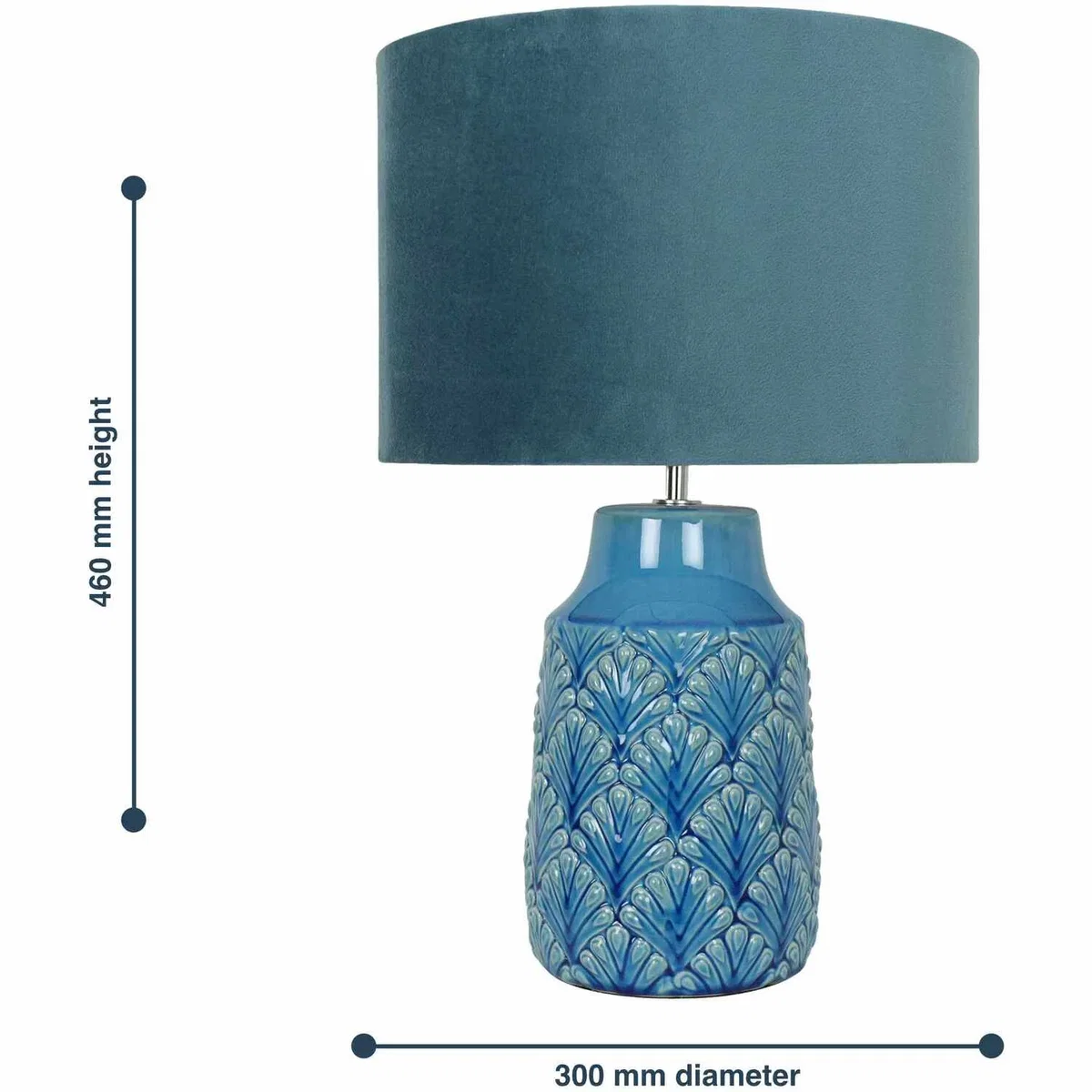 Set Of 2 Peacock Table Lamp With Shades - Translucent Teal Glaze And Teal Faux Velour – image 9