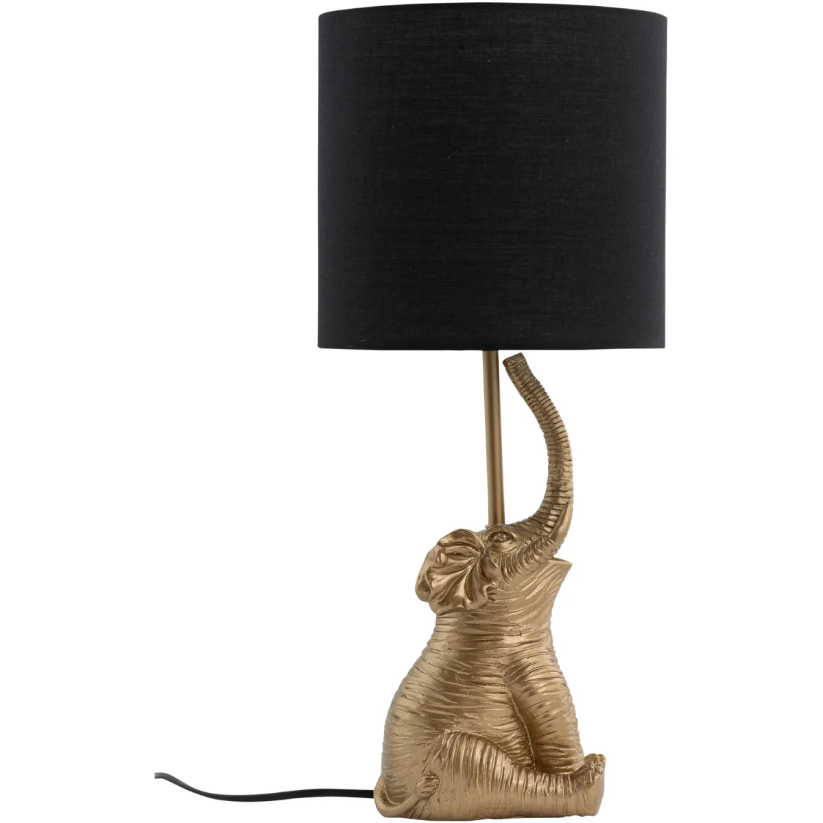 Set Of 2 Elephant Table Lamp With Shades - Gold Resin And Black Cotton – image 3