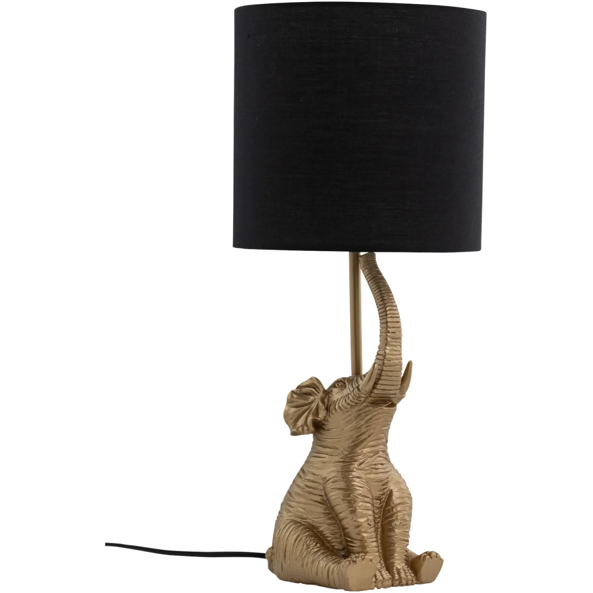 Set Of 2 Elephant Table Lamp With Shades - Gold Resin And Black Cotton – image 4