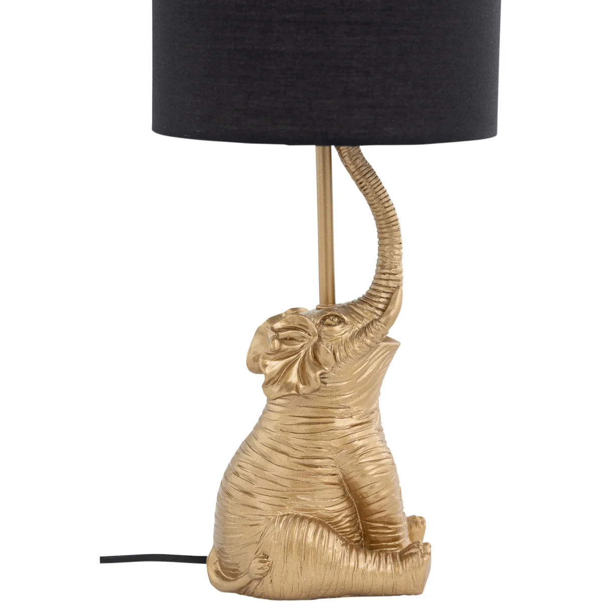 Set Of 2 Elephant Table Lamp With Shades - Gold Resin And Black Cotton – image 5