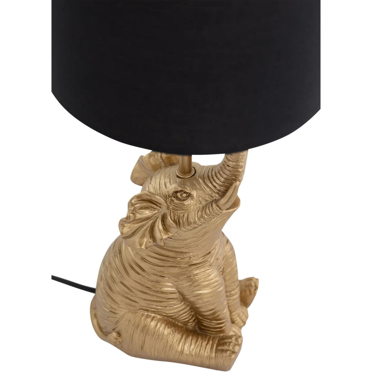Set Of 2 Elephant Table Lamp With Shades - Gold Resin And Black Cotton – image 6