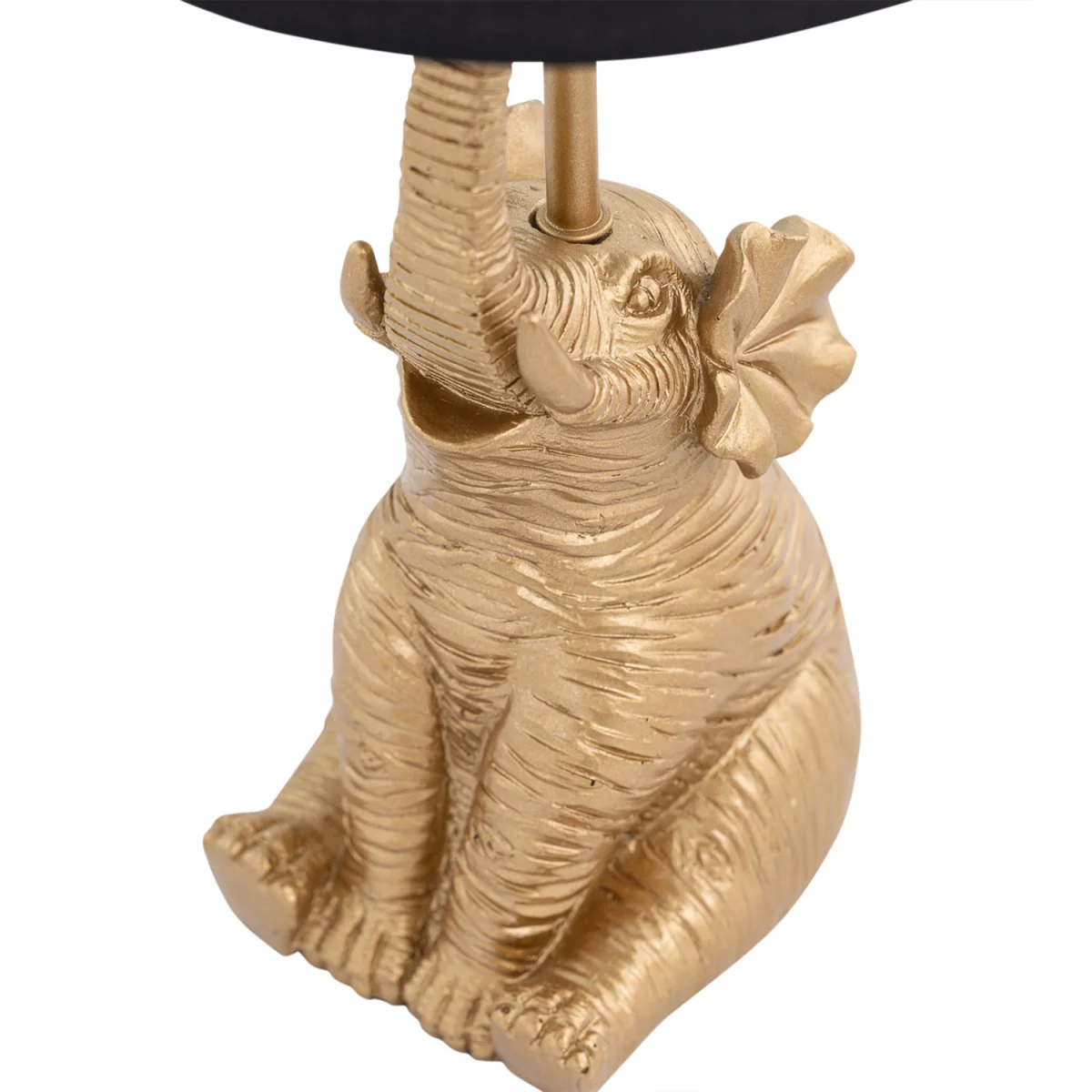 Set Of 2 Elephant Table Lamp With Shades - Gold Resin And Black Cotton – image 7