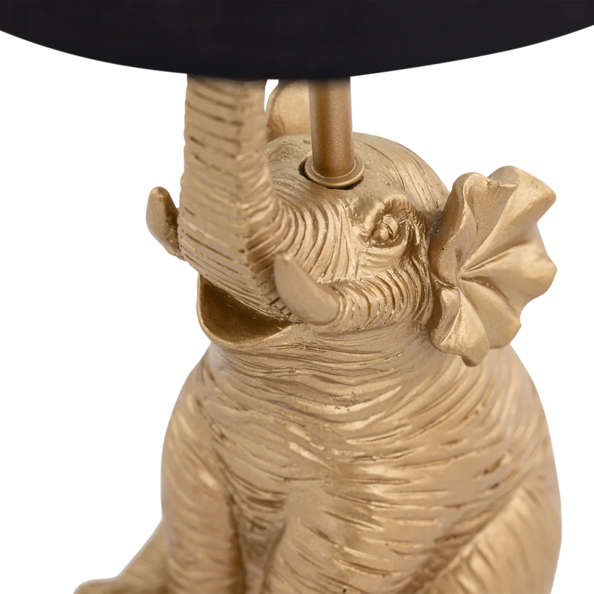 Set Of 2 Elephant Table Lamp With Shades - Gold Resin And Black Cotton – image 9