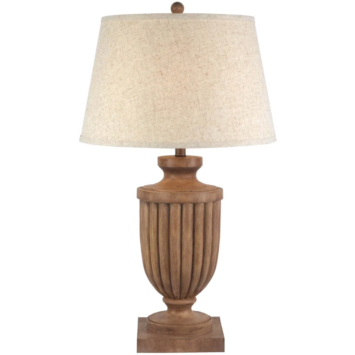 Auberville Fluted Resin Table Lamp with Tapered Linen Shade - Brown – image 2