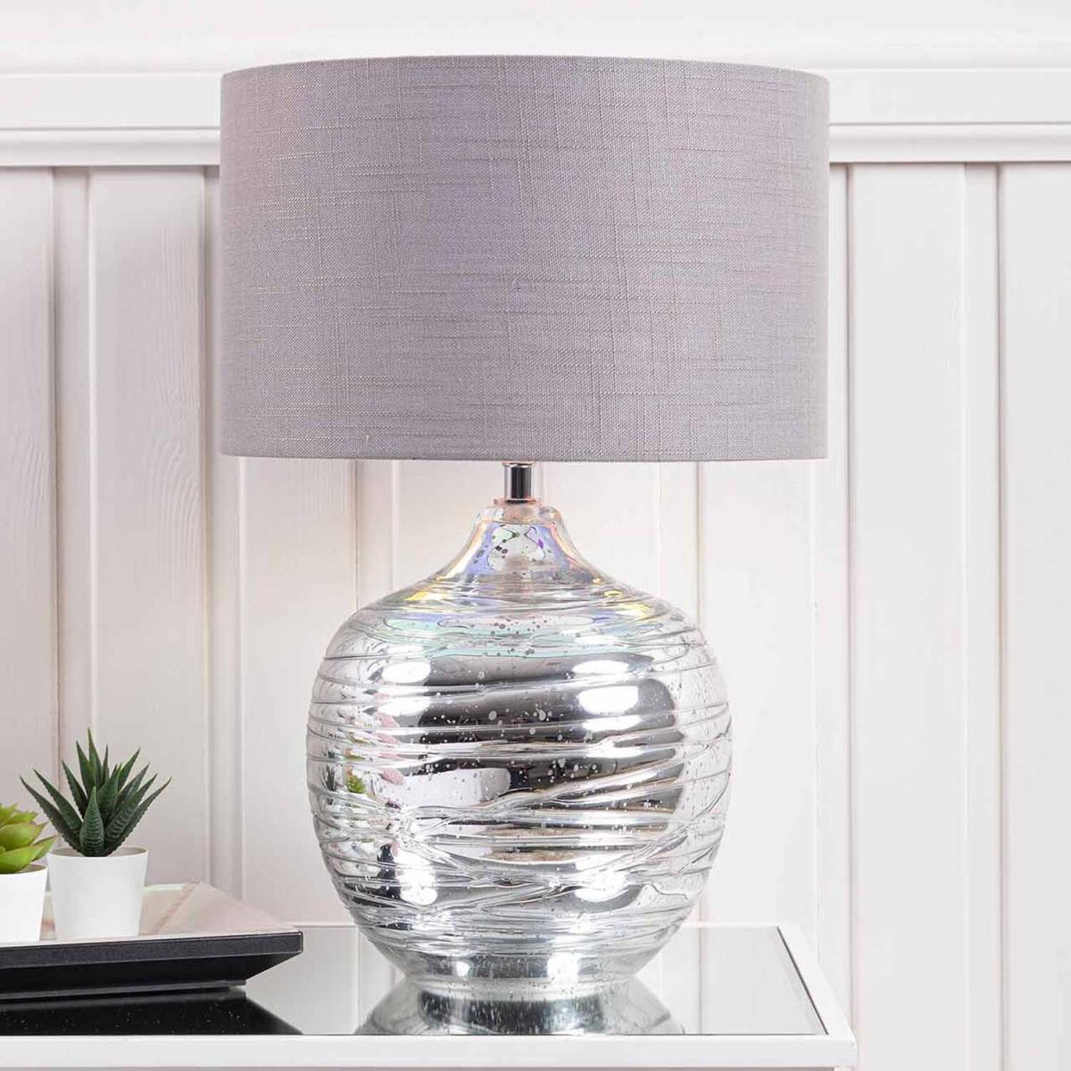 Modern Luxury Table Lamp with Glass Base - Linen