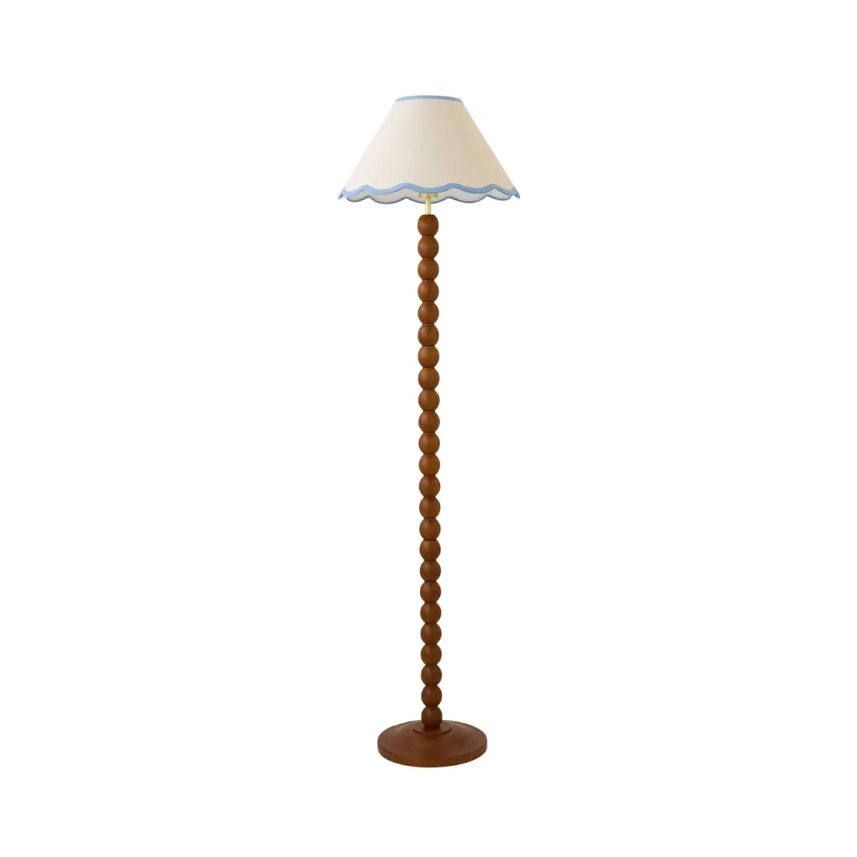 Bobbin Walnut Floor Lamp Linen Trim Shade Floor Lamp - Blue Trim / Yes - Walnut – image 6