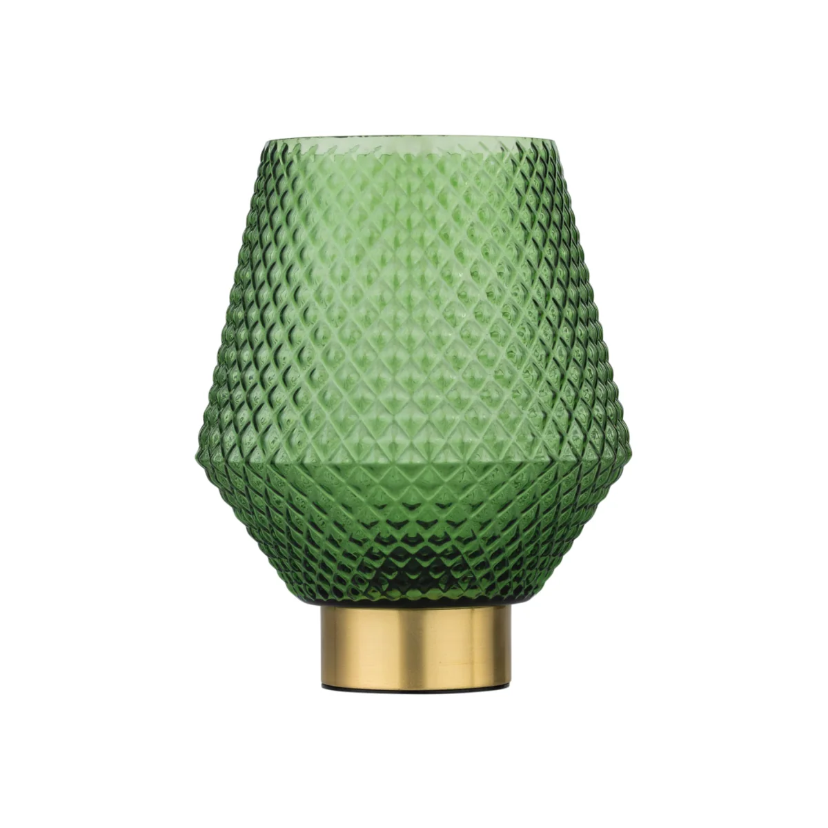 Porter Battery Operated Satin Brass Lamp With Green Textured Glass - Brass & Green – image 1