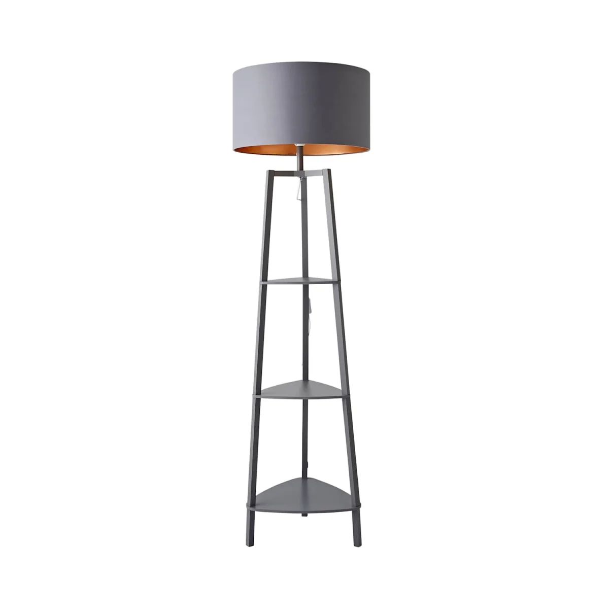 Hiru Grey 3 Tier Shelf Floor Lamp with Grey and Copper Shade - Grey / Yes - Grey and Copper – image 2