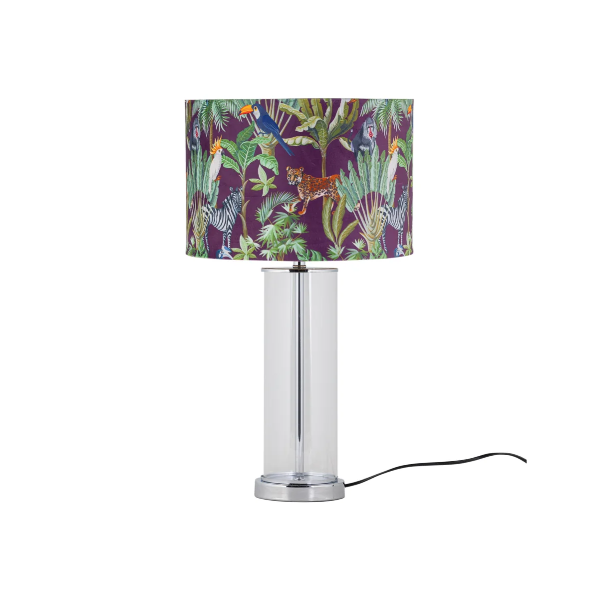 Aura Chrome Table Lamp With Safari Velvet Shade - Chrome & Safari – image 1