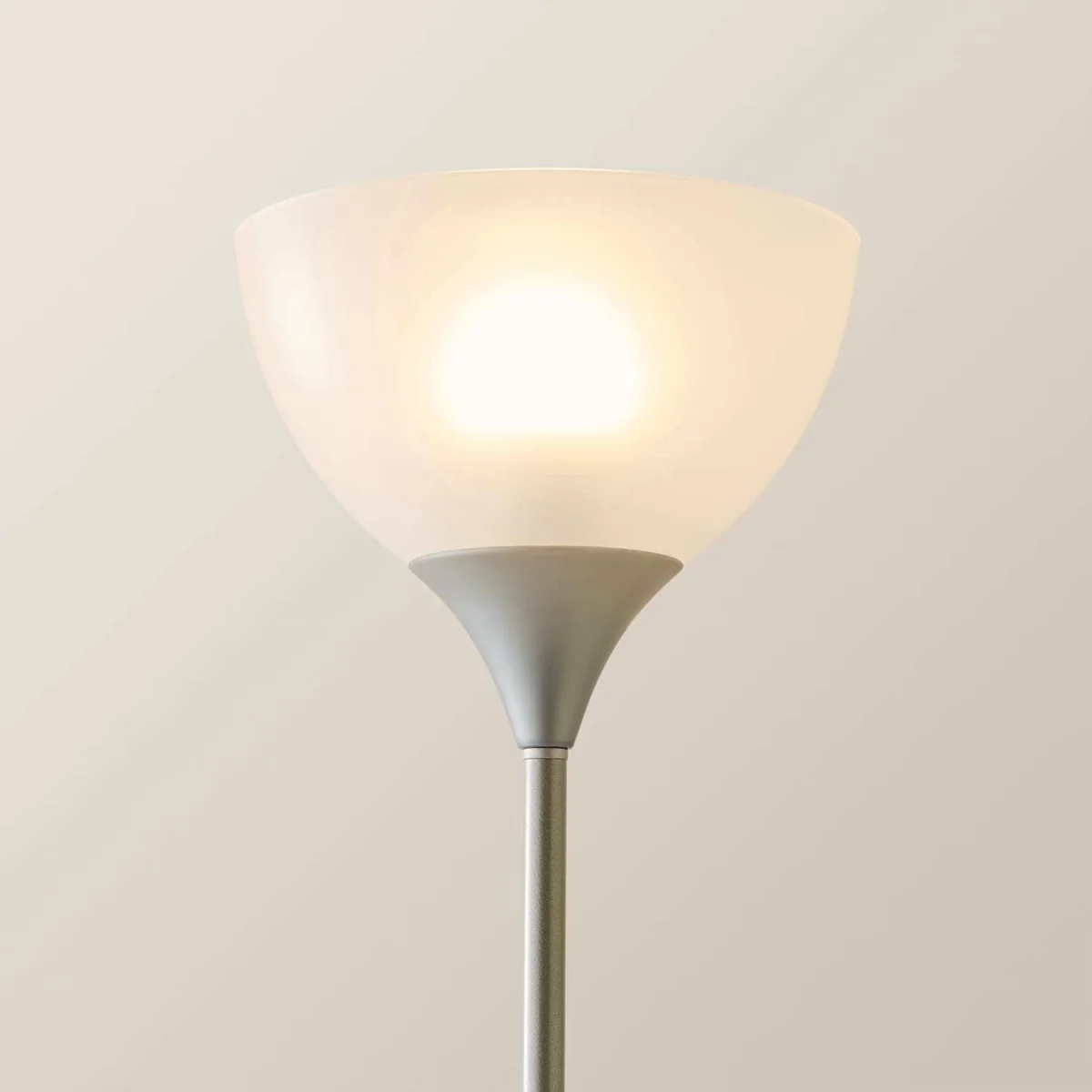Dalby Stem Uplighter Floor Lamp with Frosted Glass Shade - Orange / Yes - Silver – image 6