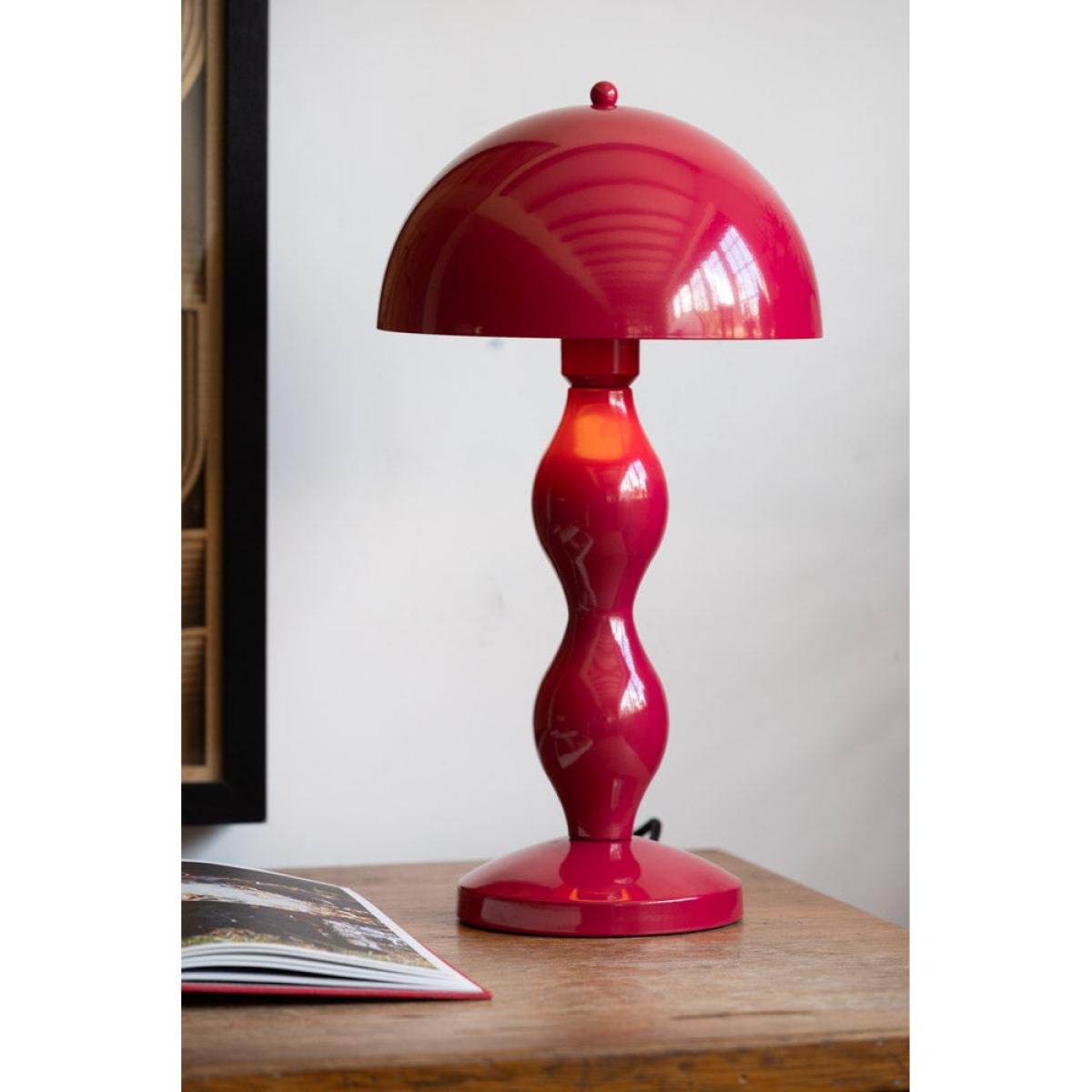 Raspberry Red Wavy Retro Table Lamp - DISCONTINUED – image 3