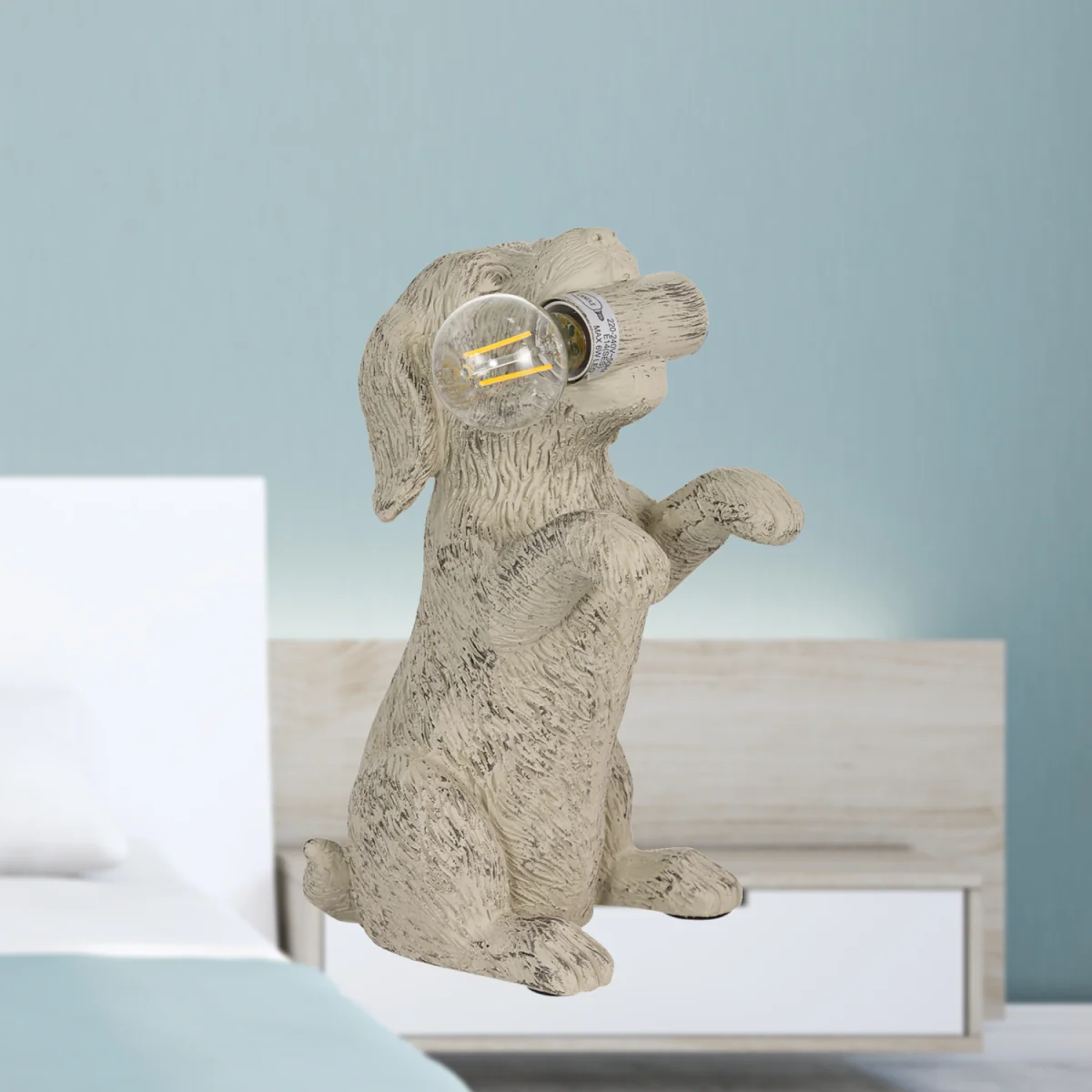 Dog Table Lamp - Natural Painted Resin – image 2