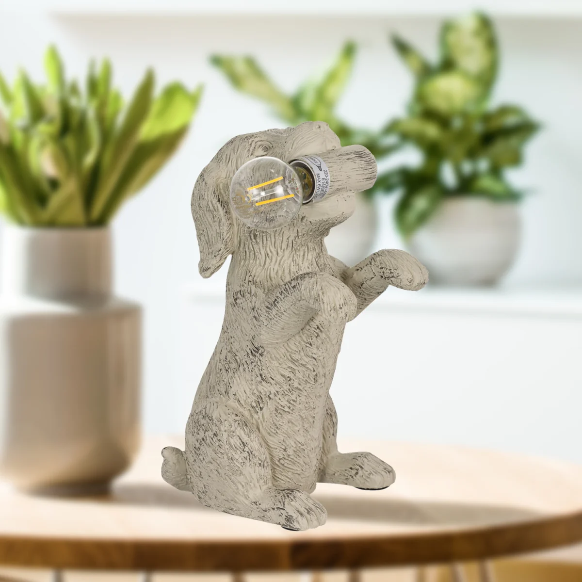 Dog Table Lamp - Natural Painted Resin – image 6