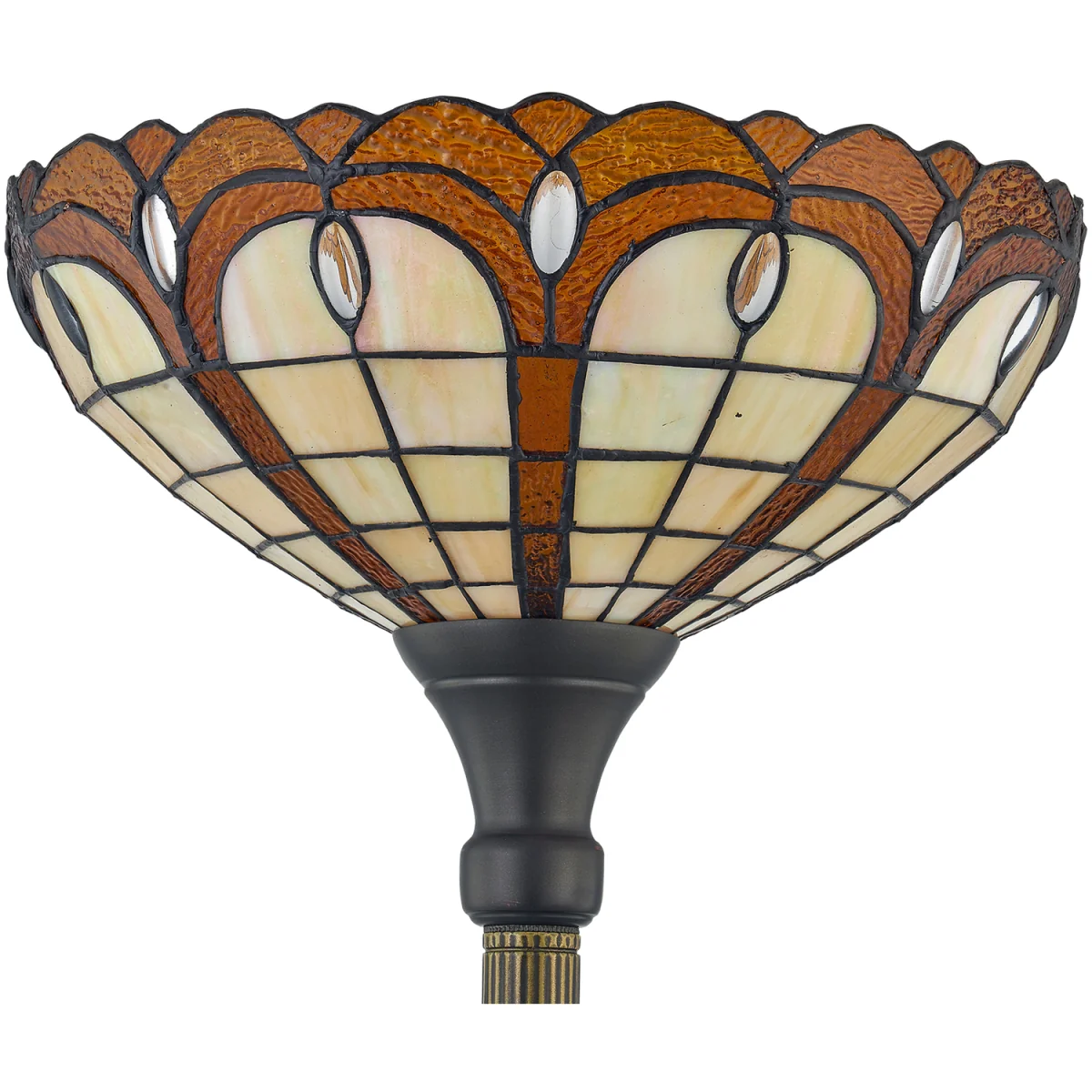 Winchester Uplighter Floor Lamp - Antique Brass Plate And Tiffany Decorated Glass – image 4