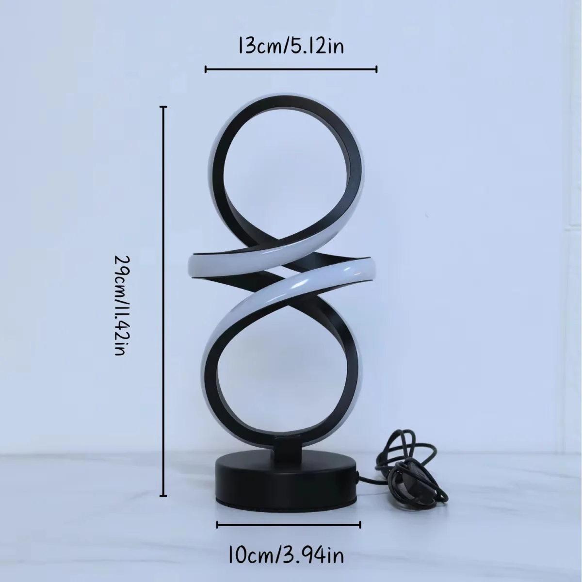Spiral LED Table Lamp USB 3 Color Adjustable - Black – image 2