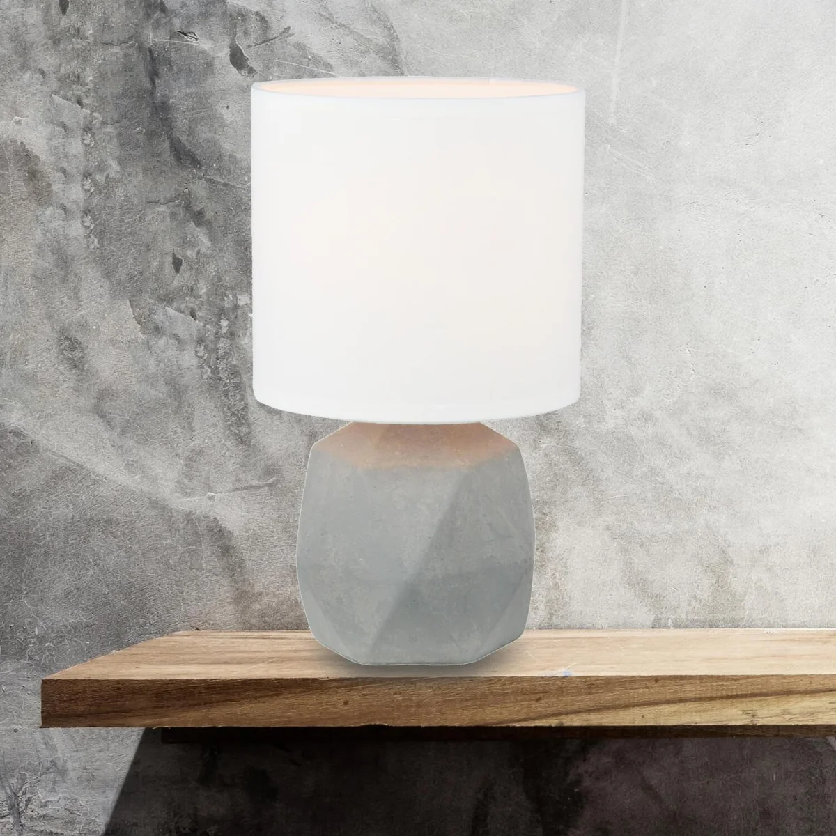 Set Of 2 Wilson Table Lamp With Shades - Grey Concrete And White Cotton – image 4
