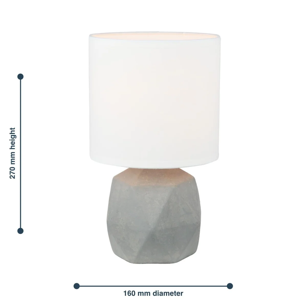 Set Of 2 Wilson Table Lamp With Shades - Grey Concrete And White Cotton – image 5