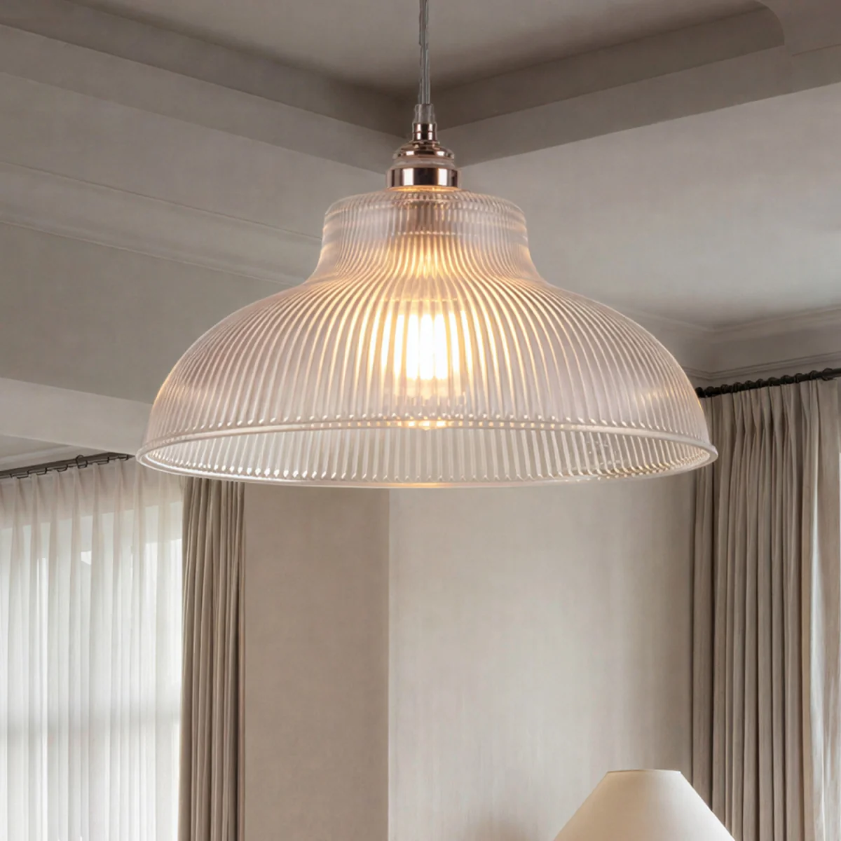 Ceiling Light Shade Pendant Glass Lamp Bistro Adjustable Clear Color - White – image 3