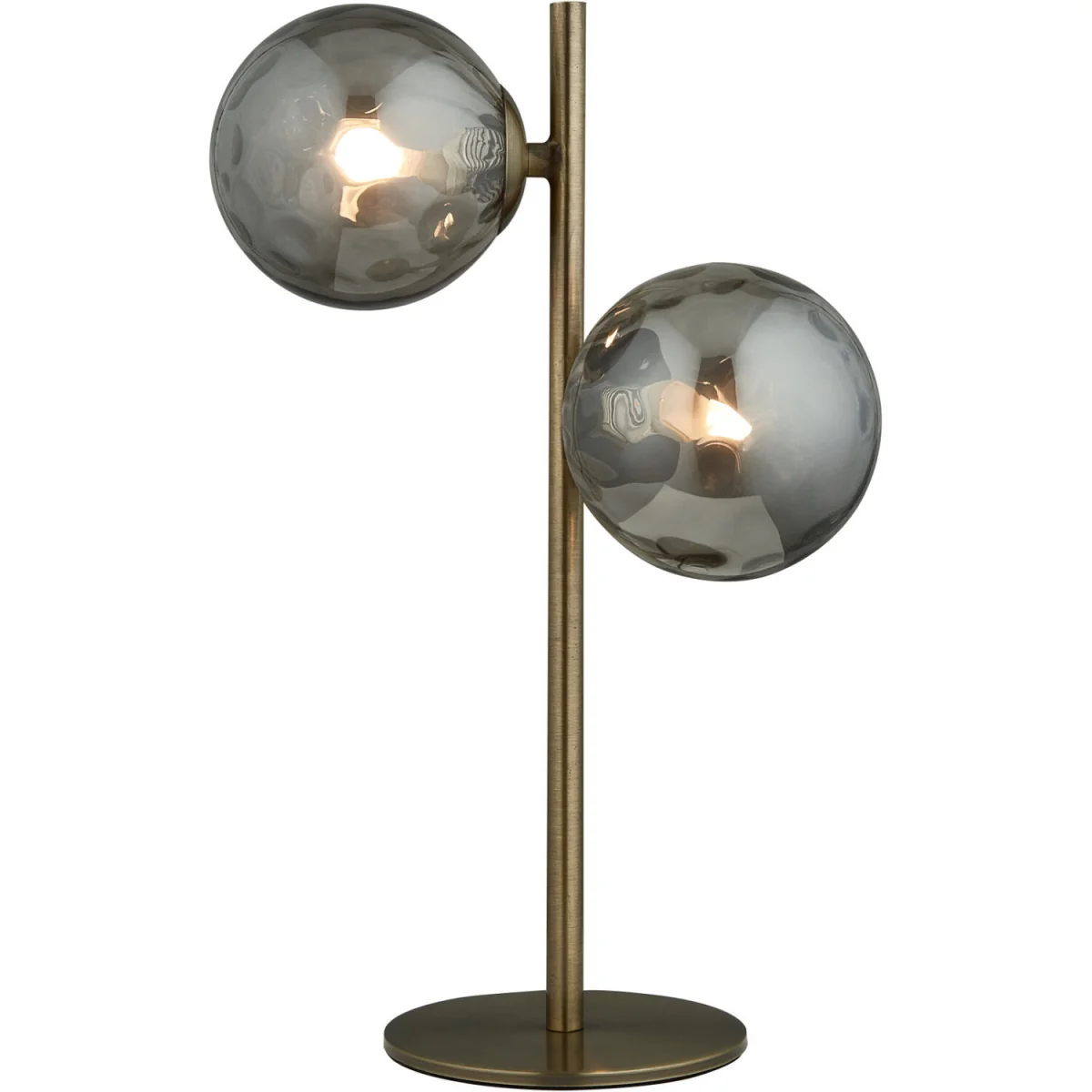 Becksley 2lt Table Lamp - Antique Brass Plate And Smoked Glass – image 2