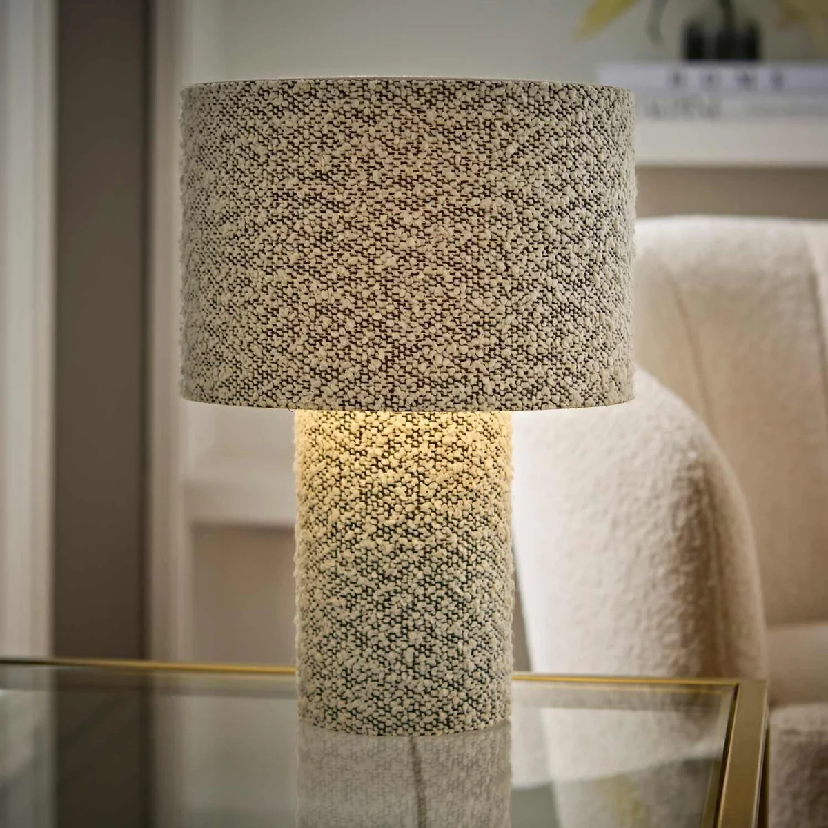 Ash Grey Fleck Boucle Table Lamp - Grey – image 2