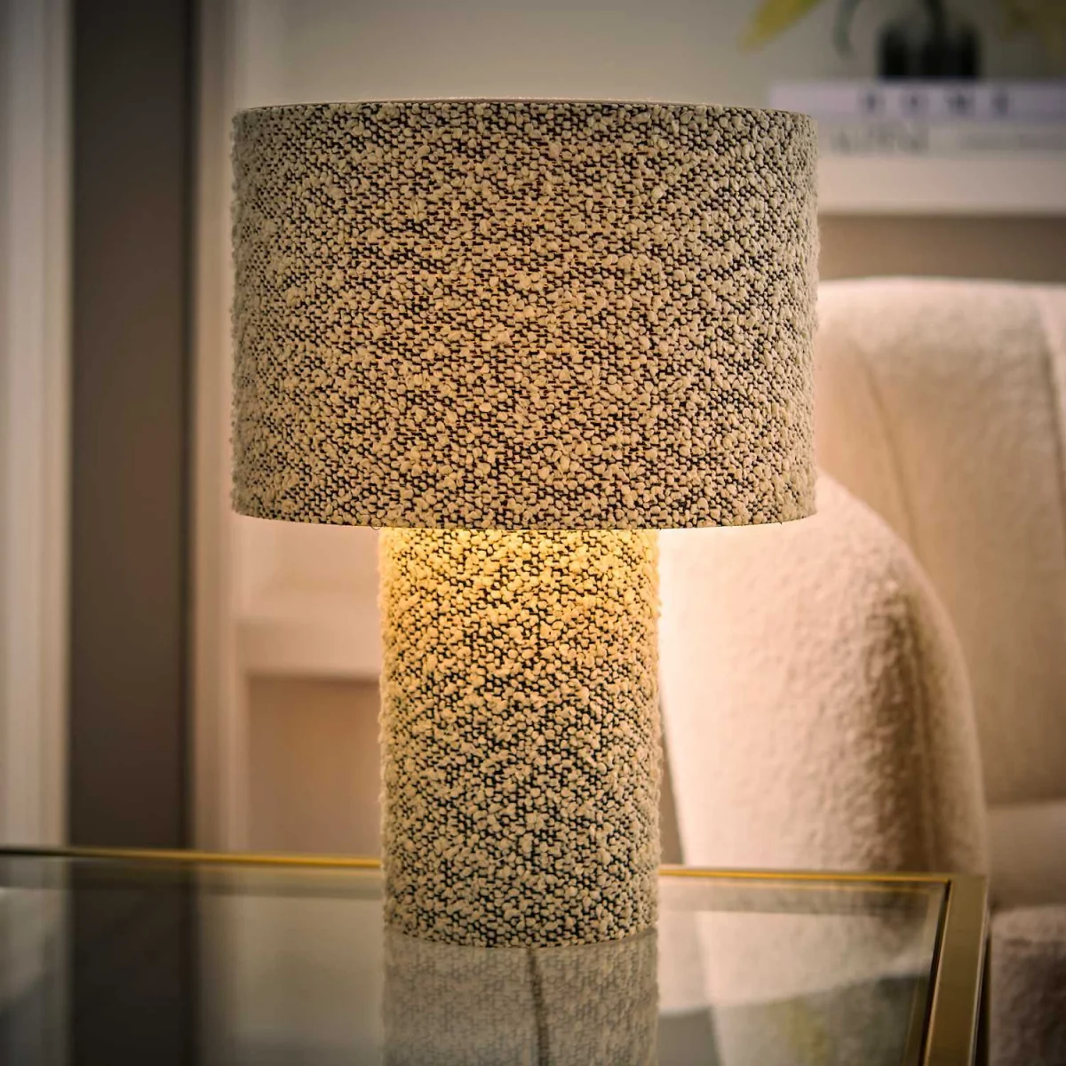Ash Grey Fleck Boucle Table Lamp - Grey – image 3