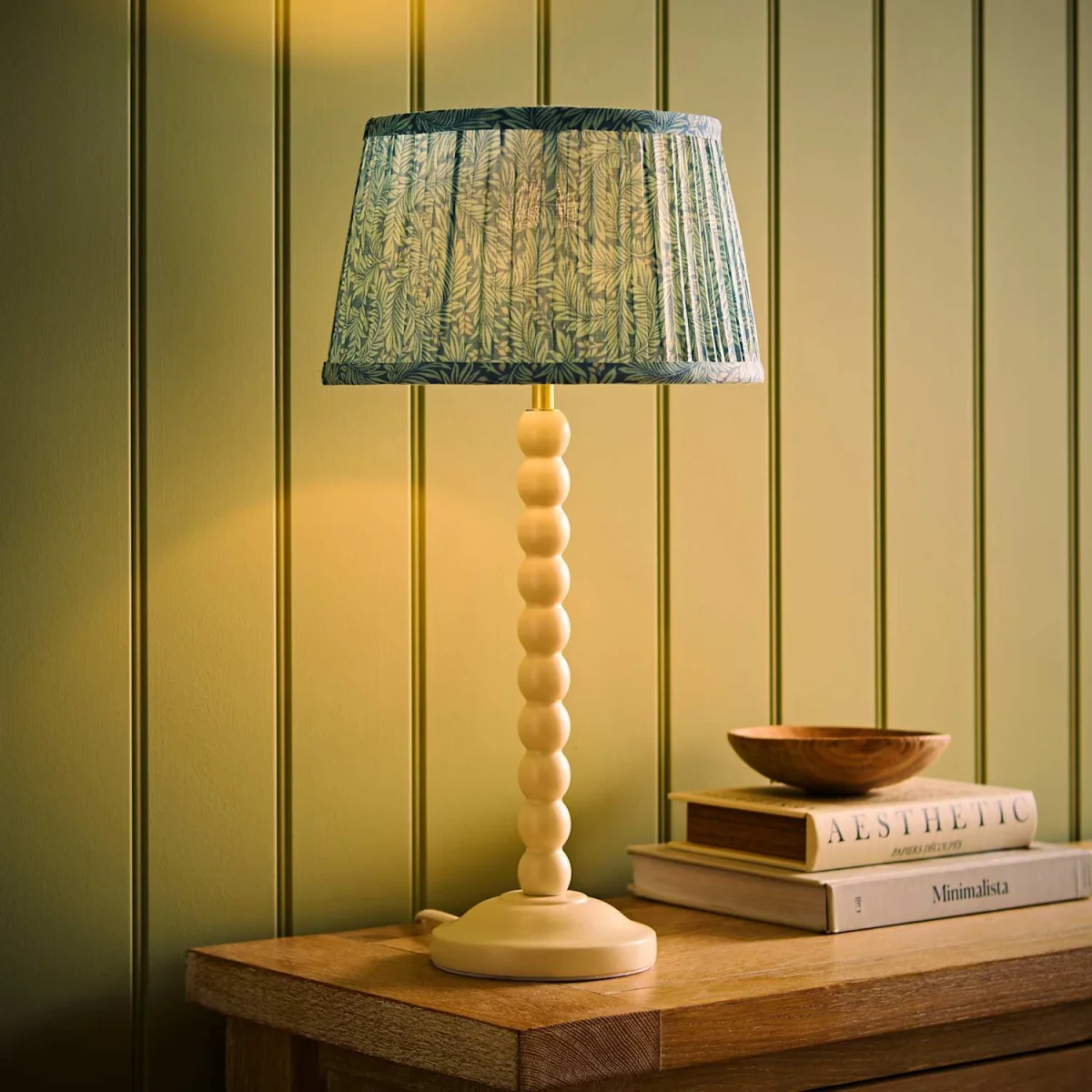 Bobbin Cream Table Lamp with Pleated Shade - Leaf / 12.5cm – image 2