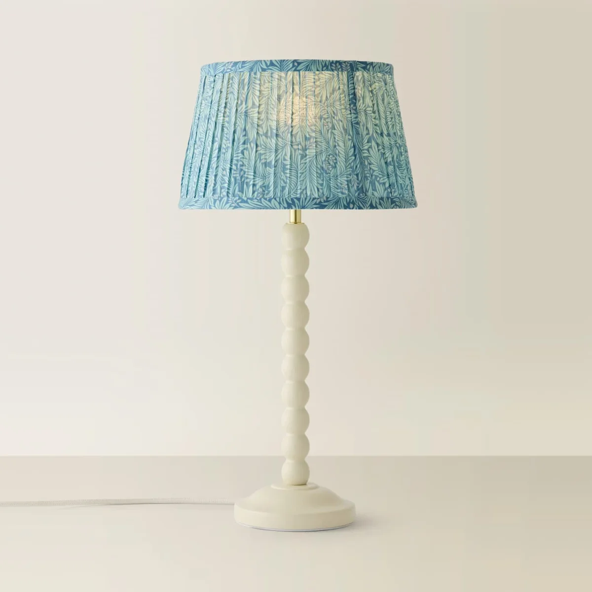 Bobbin Cream Table Lamp with Pleated Shade - Leaf / 12.5cm – image 3
