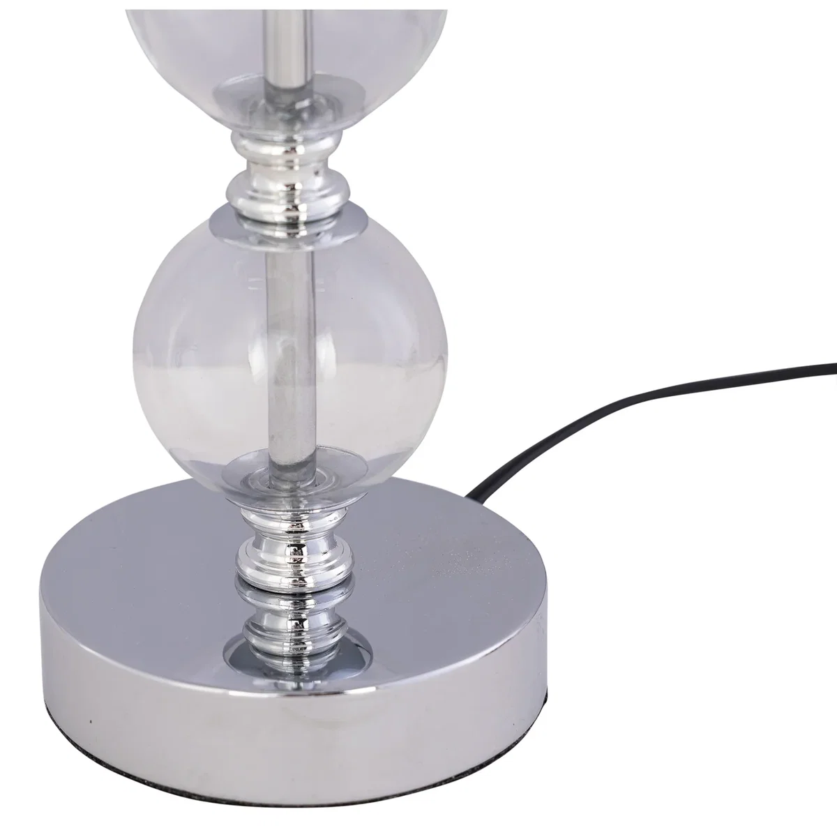 Chrome Two Ball Table Lamp With Ivory Off White Shade - Chrome & White – image 2
