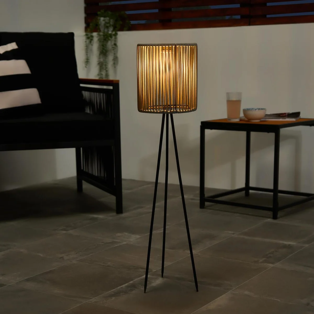 OHS Solar Rattan Floor Lamp - Grey – image 1