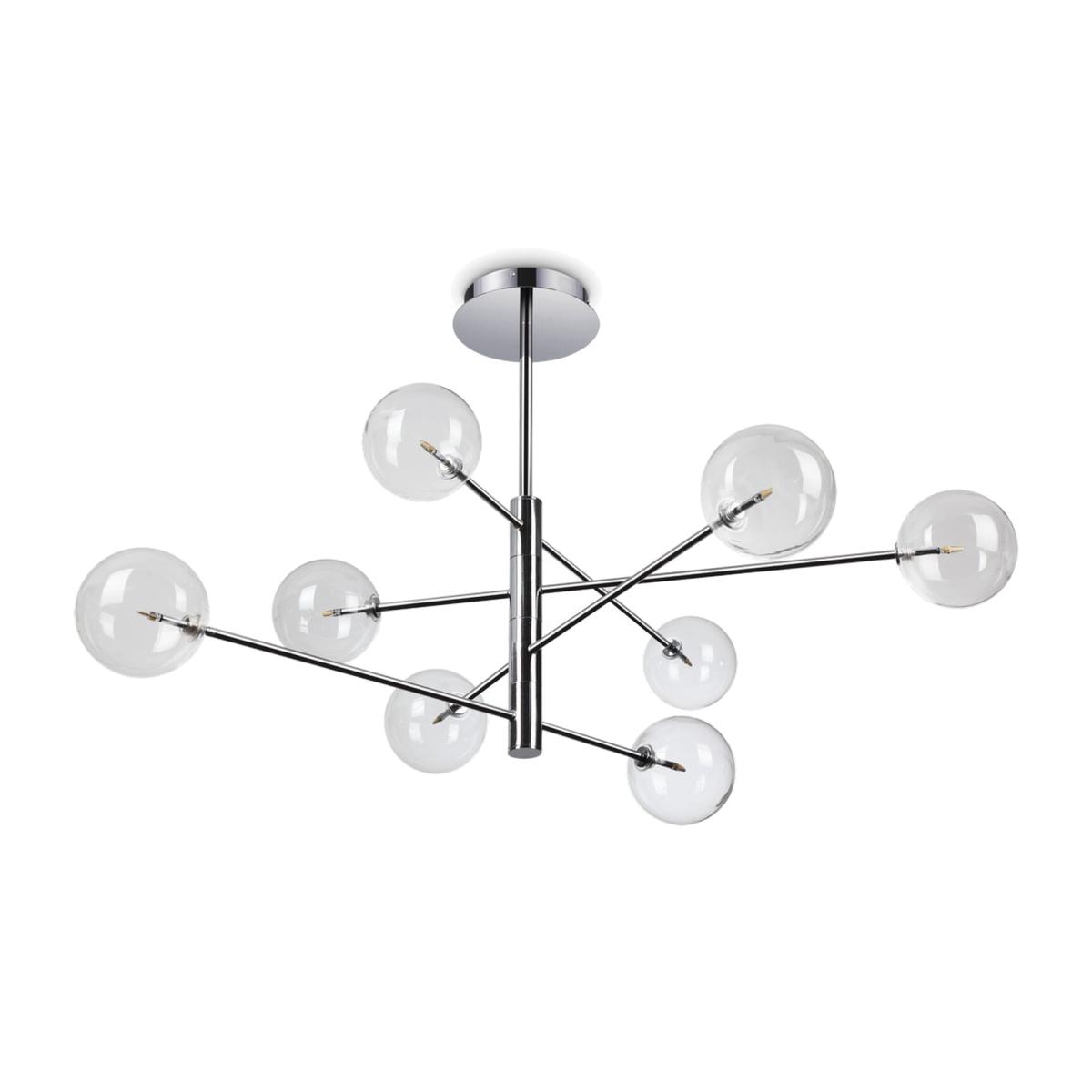 EQUINOXE 8 Light Multi Arm Semi Flush Ceiling Lamp - Chrome
