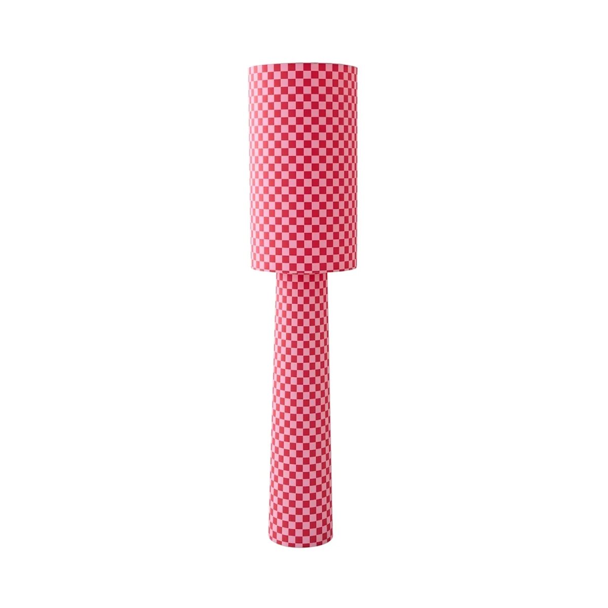 Pritchard Pink Checkerboard Drum Shade Full Fabric Midi Floor Lamp - Pink Checker / Yes - Pink Checkerboard – image 6