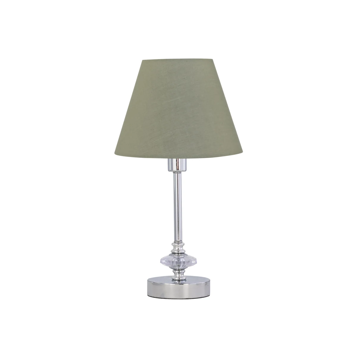 Chrome Jewelled Table Lamp With Sage Green Shade - Chrome & Green – image 1