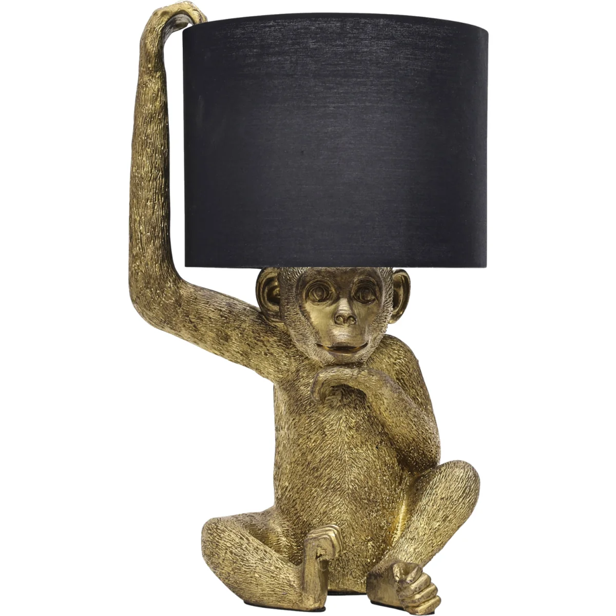 Set Of 2 Norman Table Lamp With Shades - Gold Resin And Black Cotton – image 3