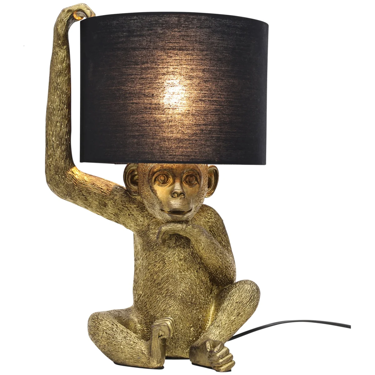 Set Of 2 Norman Table Lamp With Shades - Gold Resin And Black Cotton – image 4