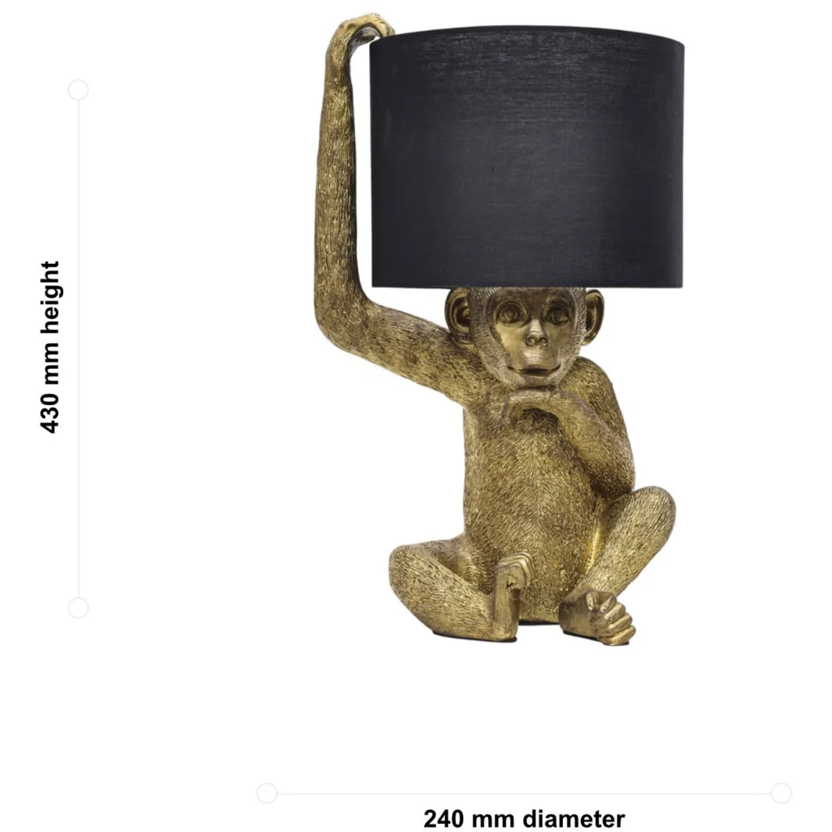 Set Of 2 Norman Table Lamp With Shades - Gold Resin And Black Cotton – image 6