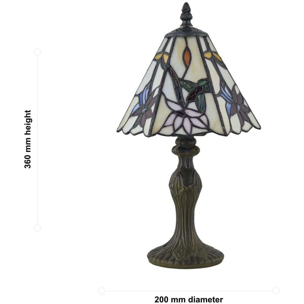 Chichester Table Lamp With Shade - Antique Brass And Tiffany Decorated Glass – image 2