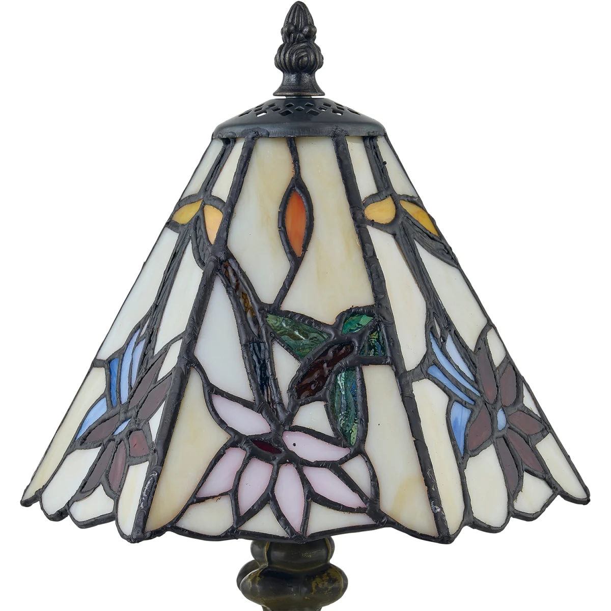 Chichester Table Lamp With Shade - Antique Brass And Tiffany Decorated Glass – image 3