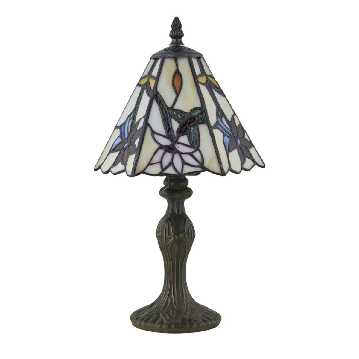 Chichester Table Lamp With Shade - Antique Brass And Tiffany Decorated Glass – image 4