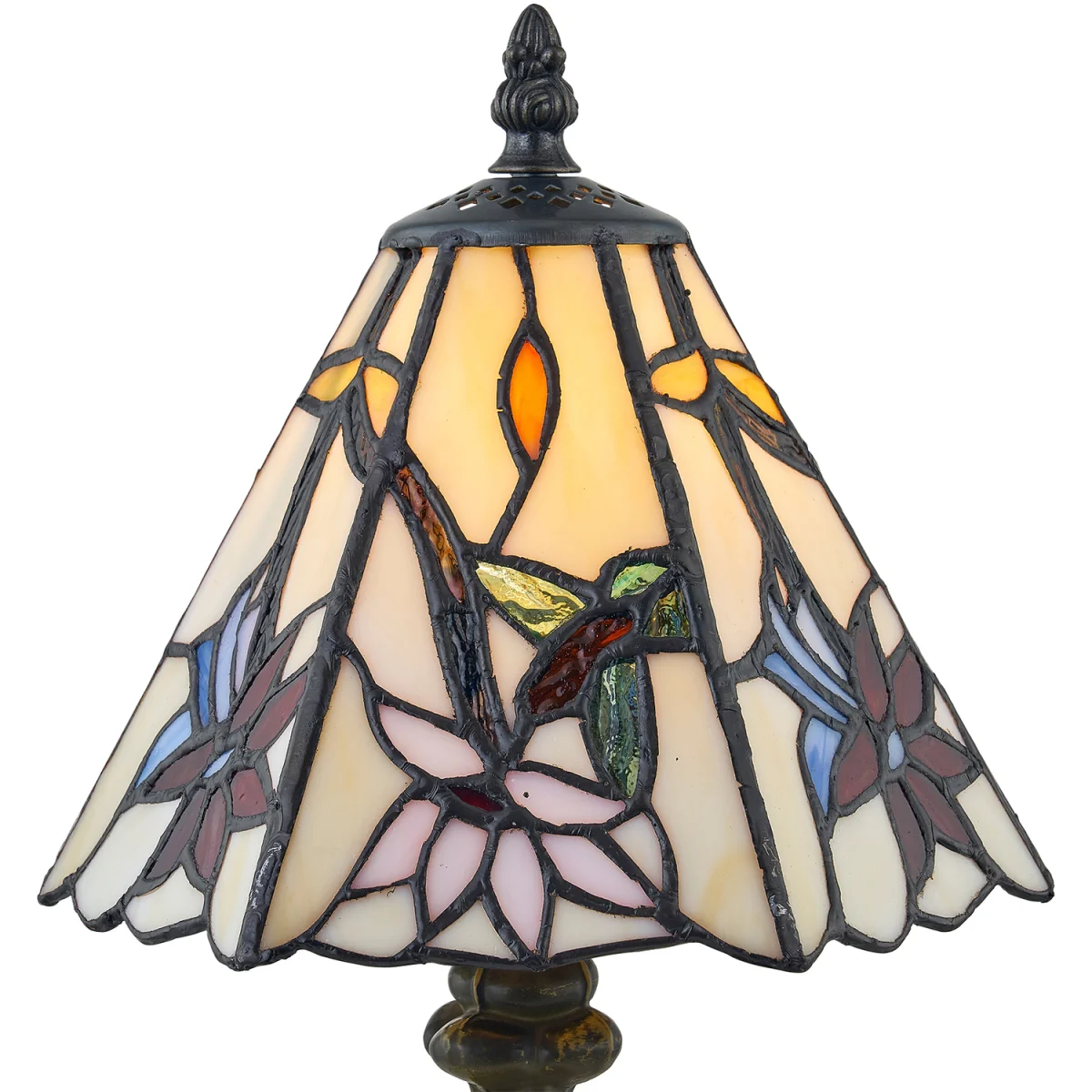 Chichester Table Lamp With Shade - Antique Brass And Tiffany Decorated Glass – image 5