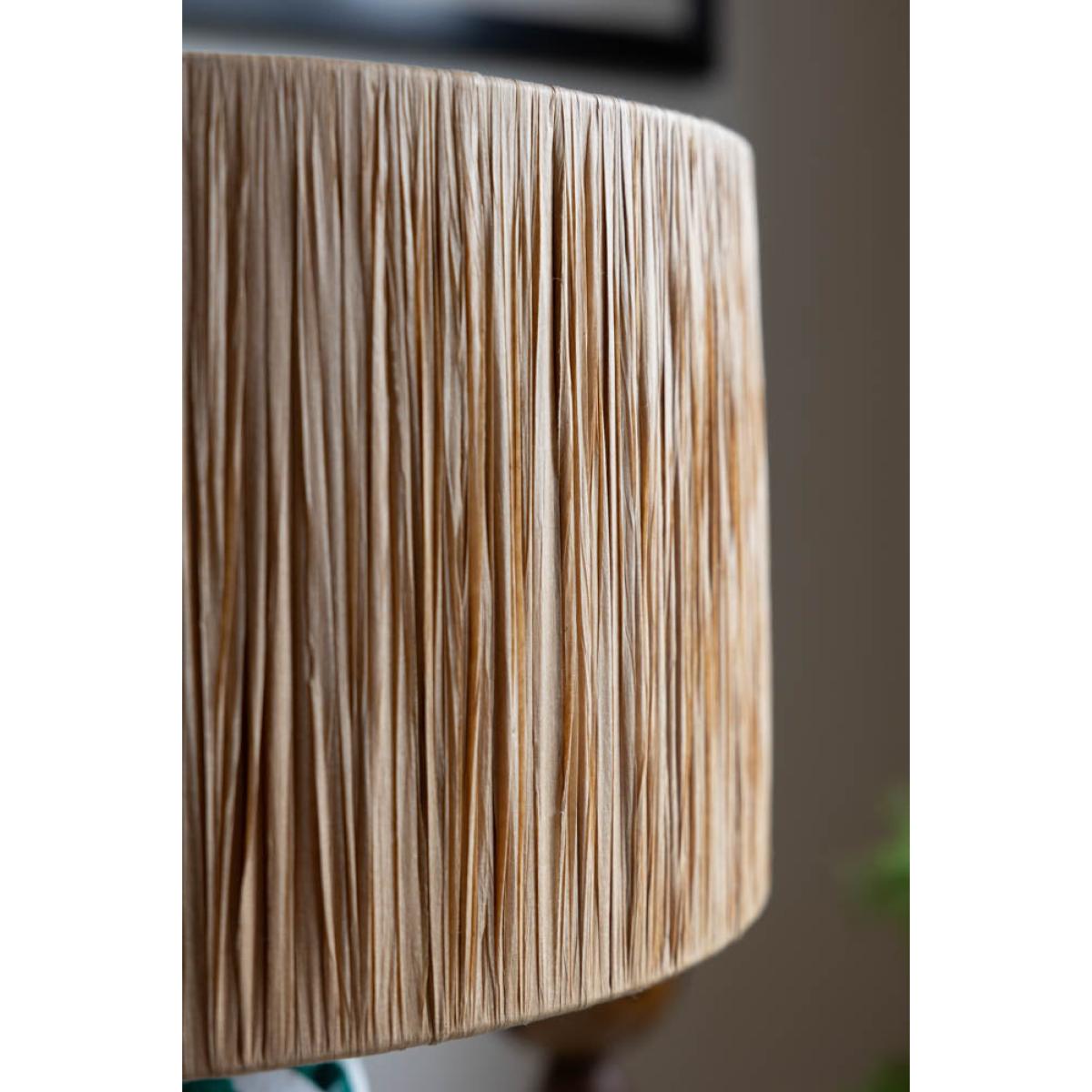 Deep Green & Off White Stripe Paper Mache Table Lamp – image 5