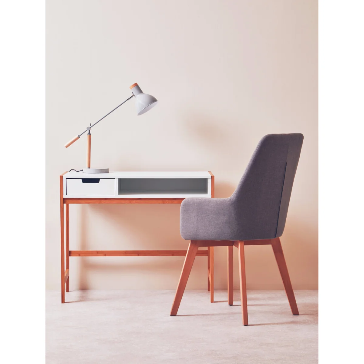 Stockholm Matte Grey and Wood Adjustable Desk Lamp – image 3