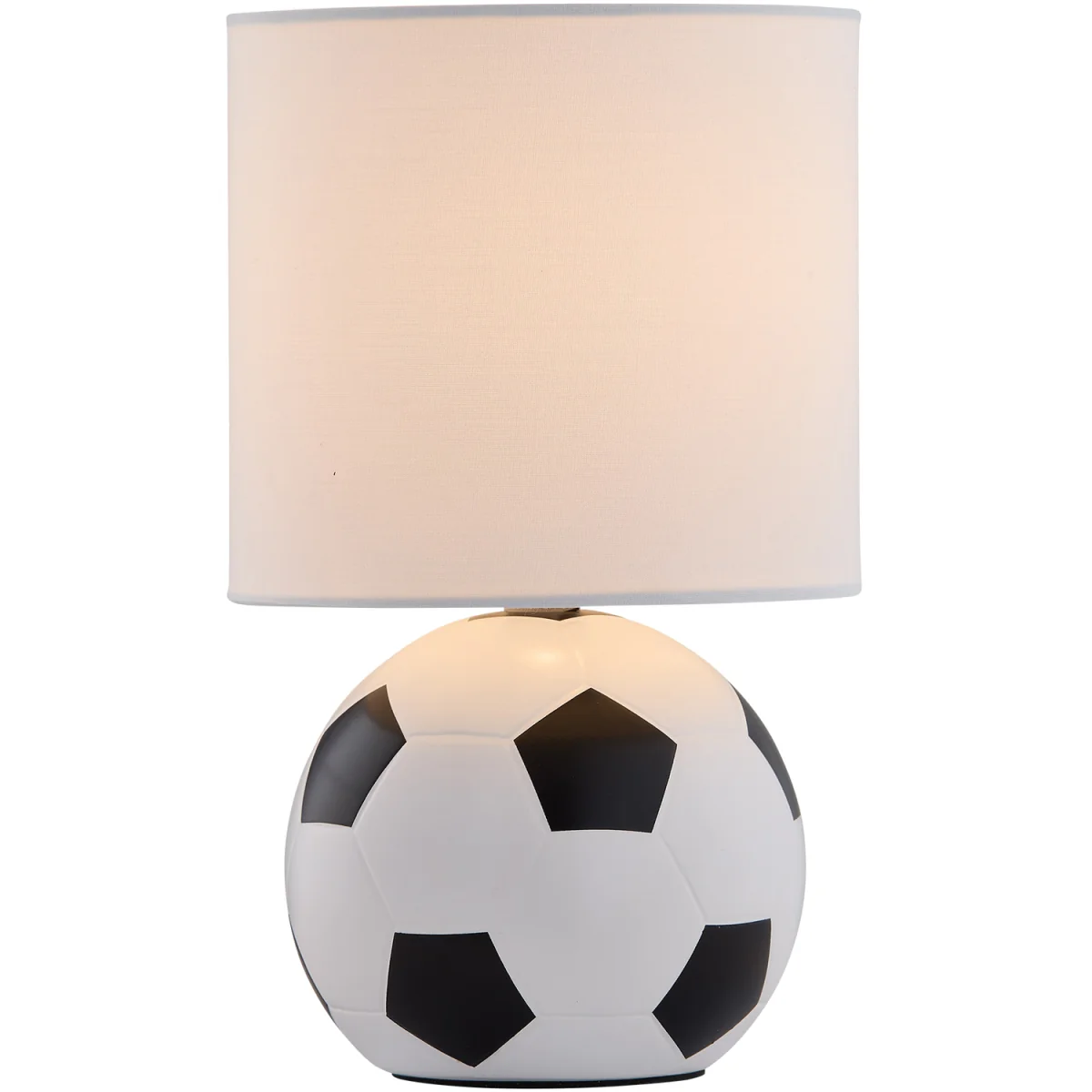 Footie Table Lamp With Shade - Black & White Football Design And White Cotton – image 4