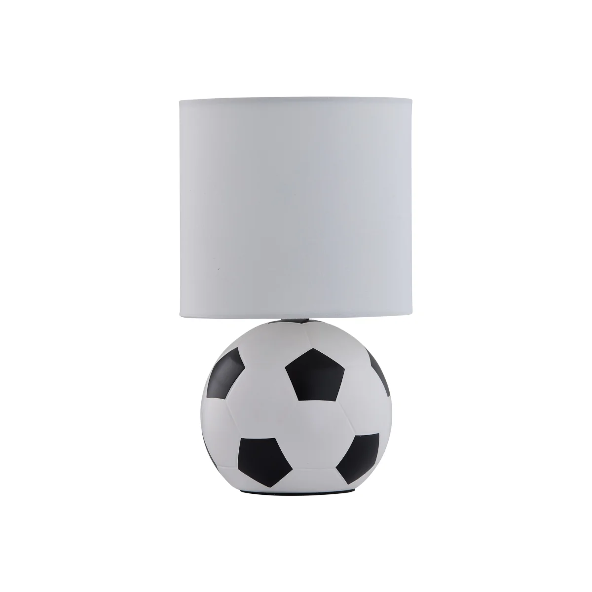 Footie Table Lamp With Shade - Black & White Football Design And White Cotton – image 1