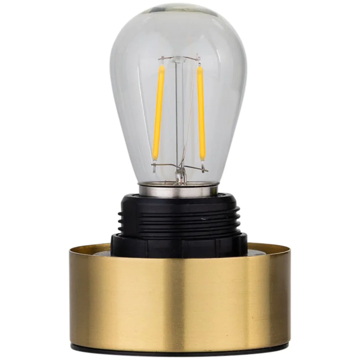 Set Of 2 Betchley Battery Operated Satin Brass Lamp With White Glass - Brass & White – image 2